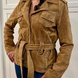 PAIGE Tan Suede Utility Jacket MEDIUM. Model is size 4/6. Excellent condition.